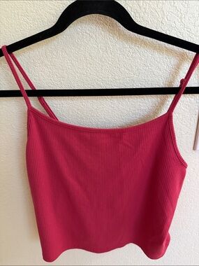 American Eagle Outfitters Hot Pink Ribbed Spaghetti Strap Tank
